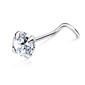 Round CZ Silver Curved Nose Stud NSKB-113-4